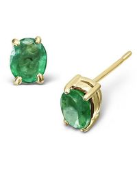 The Diamond Store - Emerald 5X4Mm 0.64Ct 9K Earrings - Lyst