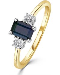 The Diamond Store - Sapphire 6 X 4Mm And Diamond 9K Ring A3220 - Lyst