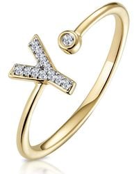 The Diamond Store - Diamond Initial 'Y' Ring 0.07Ct Set - Lyst