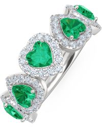 The Diamond Store - Chérie 1.70Ct Heart Cut Lab Emerald And Lab Diamond Halo Ring - Lyst
