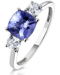 The Diamond Store - 1.60Ct Cushion Cut Tanzanite Diamond Asteria Ring - Lyst