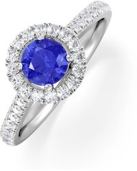 The Diamond Store - Halo Tanzanite 8.7Mm And 0.36Ct Diamond 18K Ring - Lyst