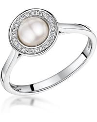 The Diamond Store - Pearl And Diamond Stellato Ring 0.08Ct - Lyst