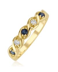 The Diamond Store - Sapphire 2.25 X 2.25Mm And Diamond 18K Ring - Lyst