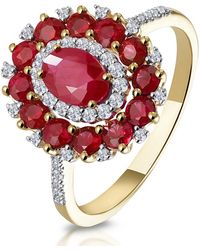 The Diamond Store - 1.55Ct Ruby Asteria Collection Diamond Halo Ring - Lyst