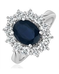 The Diamond Store - Sapphire 2.3Ct And Diamond 1Ct Cluster Ring - Lyst
