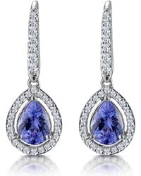The Diamond Store - 1.4Ct Tanzanite And Lab Diamond Halo Earrings 9Kw Asteria - Lyst