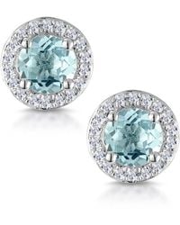 The Diamond Store - 0.69Ct Aquamarine And Diamond Halo Stellato Earrings - Lyst