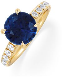 The Diamond Store - Amora Gem 2.00Ct Round Cut Lab Sapphire Hidden Halo Engagement Ring - Lyst