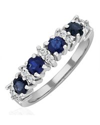 The Diamond Store - Sapphire 0.85Ct And Diamond 9K Ring - Lyst