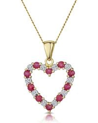 The Diamond Store - Ruby 0.68Ct And Diamond 9K Heart Pendant Necklace - Lyst