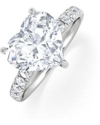 The Diamond Store - Amora Heart 3.36Ct Hidden Halo Lab Diamond Engagement Ring With Side Stones Set - Lyst