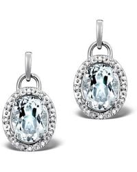 The Diamond Store - Aquamarine 3.69Ct And Diamond 9K Earrings - Lyst