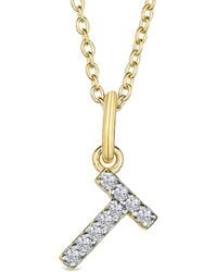The Diamond Store - Love Letter Initial T Lab Diamond Necklace Set - Lyst