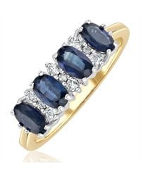 The Diamond Store - Sapphire 5 X 3Mm And Diamond 9K Ring - Lyst