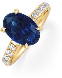 The Diamond Store - Amora Gem 2.00Ct Oval Cut Lab Sapphire Hidden Halo Engagement Ring With Side Stones - Lyst