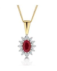 The Diamond Store - 6 X 4 Mm Ruby & Diamond Pendant Necklace - Lyst