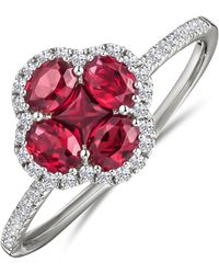 The Diamond Store - Alegria 0.85Ct Lab Ruby Halo Ring - Lyst