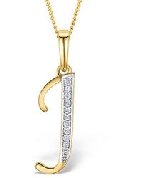 The Diamond Store - Initial 'J' 0.05Ct Lab Diamond Pendant Necklace - Lyst