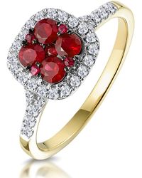 The Diamond Store - Ruby And Diamond Halo Square Ring - Lyst