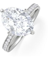 The Diamond Store - Origin Twist 3.00Ct Oval Cut Lab Diamond Solitaire Engagement Ring With Side Stones - Lyst