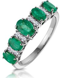 The Diamond Store - Emerald And Diamond Eternity Ring 18K - Lyst