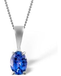 The Diamond Store - Tanzanite 7 X 5Mm 9K Pendant Necklace - Lyst