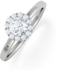 The Diamond Store - The Fleur Halo 0.50Ct H/Si Round Cut Lab Diamond Ring - Lyst