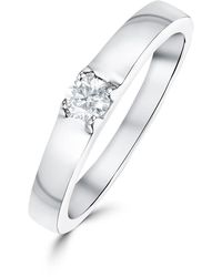 The Diamond Store - Solitaire Ring 0.11Ct Diamond 9K Size J 1/2 - Lyst