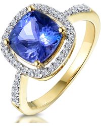 The Diamond Store - 2Ct Tanzanite And Diamond Shoulders Asteria Ring - Lyst