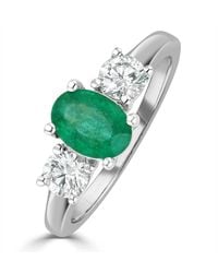 The Diamond Store - Emerald 0.70Ct And Diamond 0.50Ct Ring - Lyst