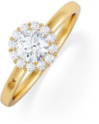 The Diamond Store - The Fleur Halo 0.50Ct H/Si Round Cut Lab Diamond Ring - Lyst