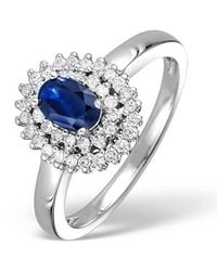 The Diamond Store - Sapphire 4 X 6Mm And Diamond 9K Ring - Lyst