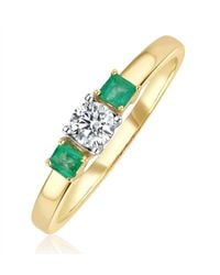The Diamond Store - Emerald 0.20Ct And Diamond 18K Ring - Lyst