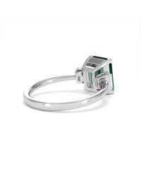 The Diamond Store - Solene 2.50Ct Emerald Cut Lab Emerald And Lab Diamond 3 Stone Engagement Ring - Lyst