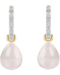 The Diamond Store - Eden 11Mm And 13Mm Oval Pearl And Lab Diamond Drop Earrings - Lyst