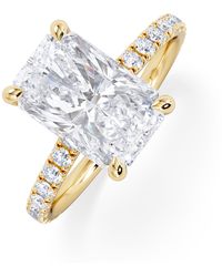 The Diamond Store - Amora Radiant 3.00Ct Hidden Halo Lab Diamond Engagement Ring With Side Stones Set - Lyst
