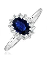 The Diamond Store - Sapphire 0.95Ct And Diamond 9K Ring - Lyst