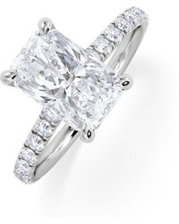 The Diamond Store - Amora Radiant 2.00Ct Hidden Halo Lab Diamond Engagement Ring With Side Stones Set - Lyst