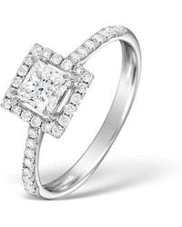 The Diamond Store - Halo Engagement Ring Ella 18K Diamond Princess Cut 0.82Ct Si - Lyst