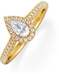 The Diamond Store - Lumia Pear Cut Lab Diamond Halo Ring 0.50Ct F/Vs - Lyst
