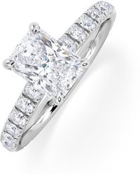 The Diamond Store - Amora Radiant 1.00Ct Hidden Halo Lab Diamond Engagement Ring With Side Stones Set - Lyst