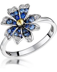 The Diamond Store - Sapphire Sapphire And Diamond Stellato Ring 9K - Lyst