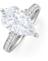 The Diamond Store - Origin Twist 3.00Ct Pear Cut Lab Diamond Solitaire Engagement Ring With Side Stones - Lyst