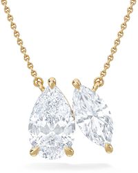 The Diamond Store - Toi Et Moi 3.00Ct Pear And Marquise Cut Lab Diamond 2 Stone Necklace - Lyst