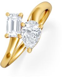 The Diamond Store - Toi Et Moi Emerald And Pear Cut Lab Diamond Ring 1.00Ct F/Vs - Lyst