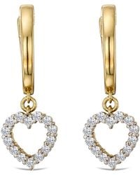The Diamond Store - Heart Drop Huggie Lab Diamond Earrings 0.31Ct - Lyst