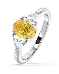 The Diamond Store - Dalia Lab Diamond Oval With Trillions 1.70Ct Ring - Lyst