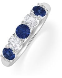 The Diamond Store - Solene 0.75Ct Round Cut Lab Sapphire And Lab Diamond Half Eternity Ring - Lyst