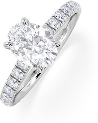 The Diamond Store - Amora Oval 1.00Ct Hidden Halo Lab Diamond Engagement Ring With Side Stones Set - Lyst